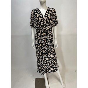 Mittoshop  Animal Print Short Sleeve Midi Dress